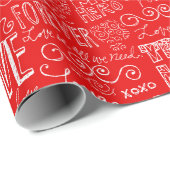 Valentijnsdag Rood Wit Ware Liefde Woord Kunst Cadeaupapier (Rol Hoek)