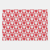 Valentijnsdag Rood Witte Glitter Harten Trendy Inpakpapier Vel (Voorkant)