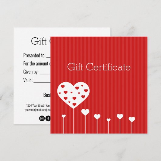 Valentijnsdag roodrode witte Kaart (Voorkant / Achterkant)