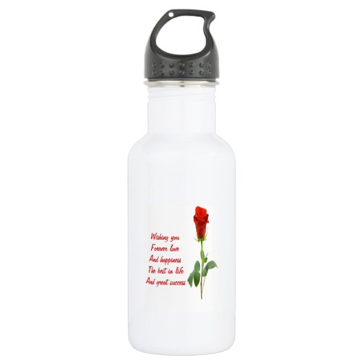 Valentijnsdag roos gedicht waterfles  (Voorkant)