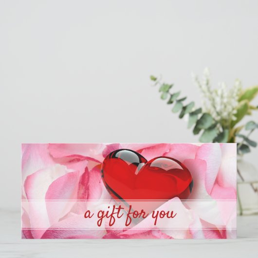 Valentijnsdag Roos glas glas  Petals Gift Kaart (Staand voorkant)