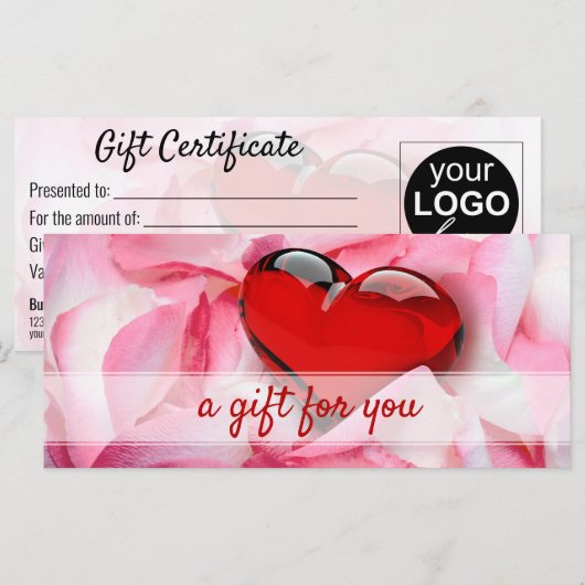 Valentijnsdag Roos glas glas  Petals Gift Kaart (Voorkant / Achterkant)