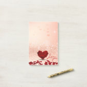 Valentijnsdag Roos Hart Boeket Post-it® notes (Op bureau)