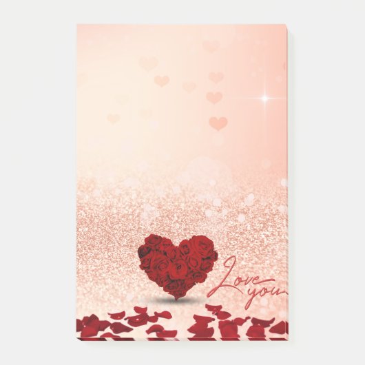 Valentijnsdag Roos Hart Boeket Post-it® notes (Voorkant)