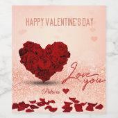Valentijnsdag Roos Hart Boeket - Wijnlabel Wijn Etiket (Enkel label)