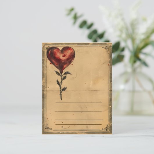  Valentijnsdag Roos hart Briefkaart (Staand voorkant)