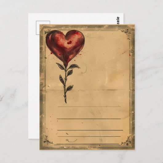  Valentijnsdag Roos hart Briefkaart (Voorkant / Achterkant)