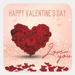 Valentijnsdag Roos Hartboeket - Sticker