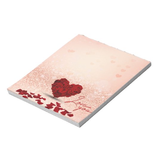 Valentijnsdag Roos Heart Bouquet - Blocnote (Linkerzijde)