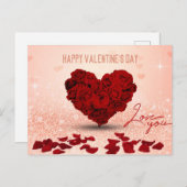 Valentijnsdag Roos Heart Bouquet - Briefkaart (Voorkant / Achterkant)