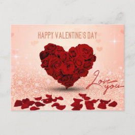 Valentijnsdag Roos Heart Bouquet - Briefkaart