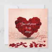 Valentijnsdag Roos Heart Bouquet - Card Feestdagenkaart (Achterkant)