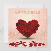 Valentijnsdag Roos Heart Bouquet - Card Feestdagenkaart (Voorkant)