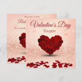 Valentijnsdag Roos Heart Bouquet - Coupon Card Feestdagenkaart (Voorkant / Achterkant)