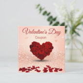 Valentijnsdag Roos Heart Bouquet - Coupon Card Feestdagenkaart (Staand voorkant)