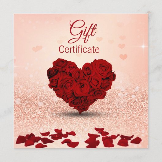 Valentijnsdag Roos Heart Bouquet Gift Certificate (Voorkant)