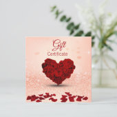 Valentijnsdag Roos Heart Bouquet Gift Certificate (Staand voorkant)