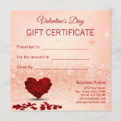 Valentijnsdag Roos Heart Bouquet Gift Certificate (Achterkant)