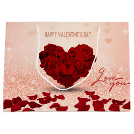 Valentijnsdag Roos Heart Bouquet Large Gift Bag Large Cadeautasje
