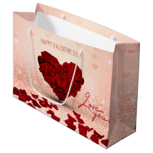 Valentijnsdag Roos Heart Bouquet Large Gift Bag Large Cadeautasje