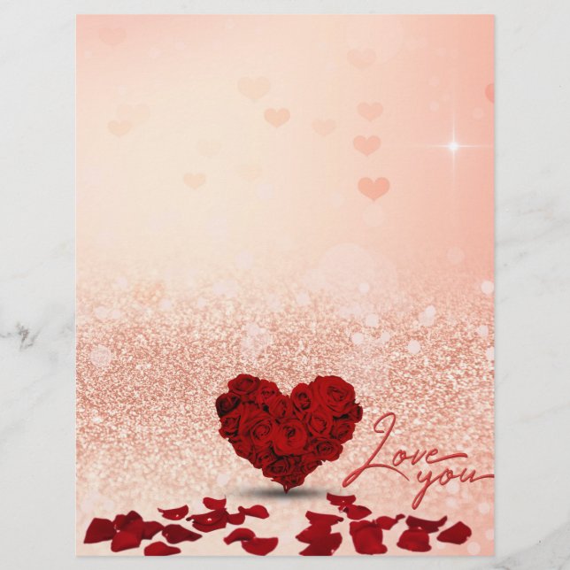 Valentijnsdag Roos Heart Bouquet - Letterhead (Voorkant)
