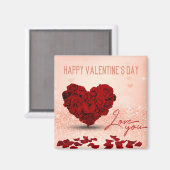 Valentijnsdag Roos Heart Bouquet - Magnet (Voorkant / Achterkant)