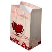 Valentijnsdag Roos Heart Bouquet Medium Gift Bag Medium Cadeauzakje (Achterkant Gekanteld)