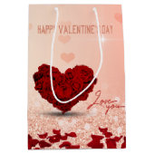 Valentijnsdag Roos Heart Bouquet Medium Gift Bag Medium Cadeauzakje (Voorkant)