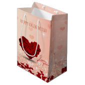 Valentijnsdag Roos Heart Bouquet Medium Gift Bag Medium Cadeauzakje (Voorkant Gekanteld)