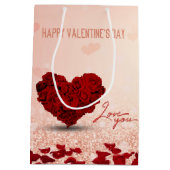 Valentijnsdag Roos Heart Bouquet Medium Gift Bag Medium Cadeauzakje (Achterkant)