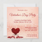 Valentijnsdag Roos Heart Bouquet Party Invitation Kaart (Achterkant)
