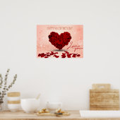Valentijnsdag Roos Heart Bouquet - Poster print (Keuken)