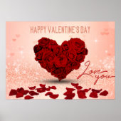 Valentijnsdag Roos Heart Bouquet - Poster print (Voorkant)