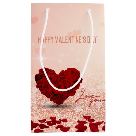 Valentijnsdag Roos Heart Bouquet Small Gift Bag Klein Cadeauzakje (Achterkant)