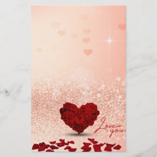Valentijnsdag Roos Heart Bouquet - Stationery Briefpapier