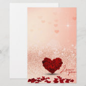 Valentijnsdag Roos Heart Bouquet - Stationery Briefpapier (Voorkant / Achterkant)