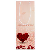 Valentijnsdag Roos Heart Bouquet - Wine Gift Bag Wijn Cadeautas (Achterkant)