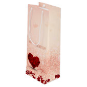 Valentijnsdag Roos Heart Bouquet - Wine Gift Bag Wijn Cadeautas (Achterkant Gekanteld)