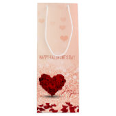 Valentijnsdag Roos Heart Bouquet - Wine Gift Bag Wijn Cadeautas (Voorkant)