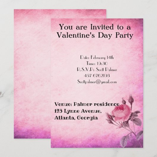 Valentijnsdag Roos Kaart (Voorkant / Achterkant)