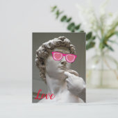 Valentijnsdag roos met een gekleurde bril briefkaart (Staand voorkant)