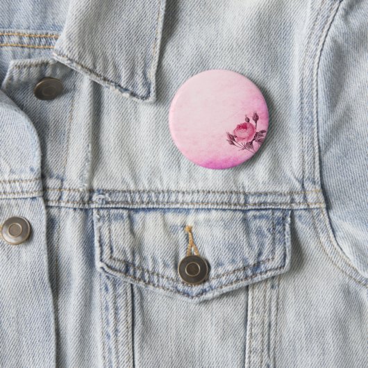 Valentijnsdag Roos Ronde Button 5,7 Cm (In situ)