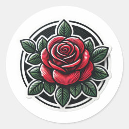 Valentijnsdag roos ronde sticker