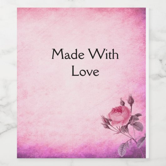 Valentijnsdag Roos Wijn Etiket (Enkel label)