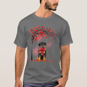 Valentijnsdag Rottweiler Dog Tree Heart Puppy Dog T-shirt