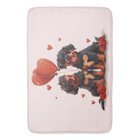 Valentijnsdag Rottweiler Dogs Badmat (Voorkant Verticaal)