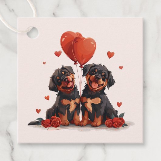 Valentijnsdag Rottweiler Dogs Bedankjes Labels (Voorkant)