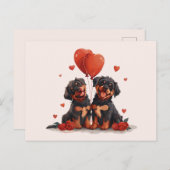 Valentijnsdag Rottweiler Dogs Briefkaart (Voorkant / Achterkant)