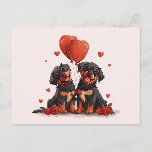 Valentijnsdag Rottweiler Dogs Briefkaart (Voorkant)