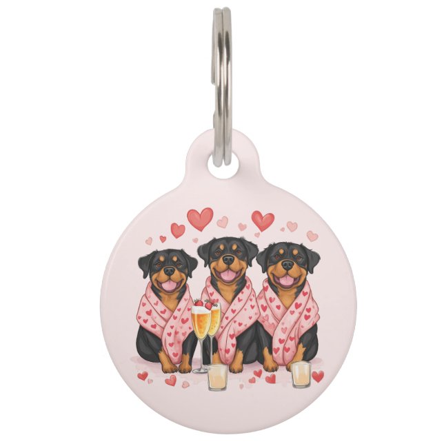 Valentijnsdag Rottweiler Dogs Huisdierpenning (Voorkant)